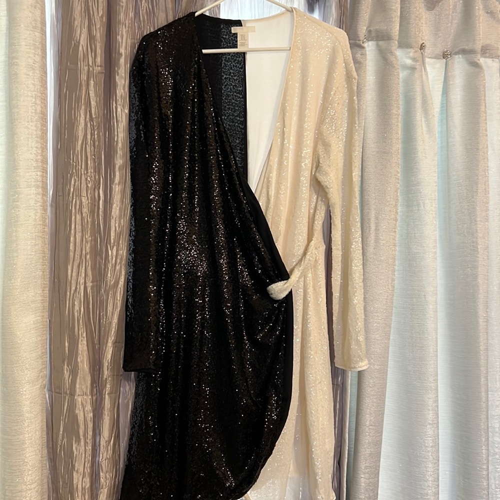 H&M black and white sequin dress